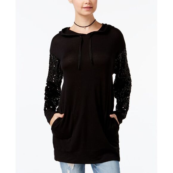 Gypsies Moondust Juniors Sequin Sleeve Hoodie - Picture 1 of 1